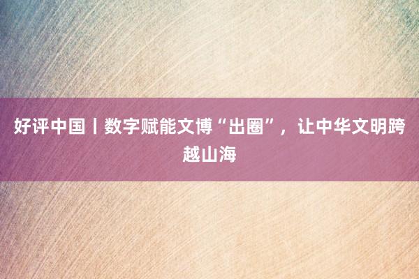 好评中国丨数字赋能文博“出圈”，让中华文明跨越山海