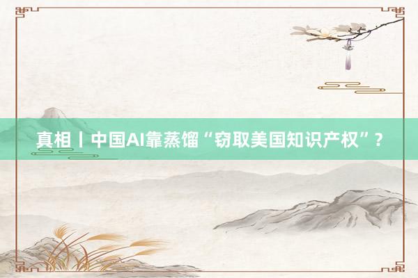 真相丨中国AI靠蒸馏“窃取美国知识产权”？