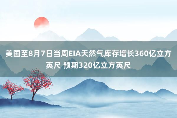 美国至8月7日当周EIA天然气库存增长360亿立方英尺 预期320亿立方英尺