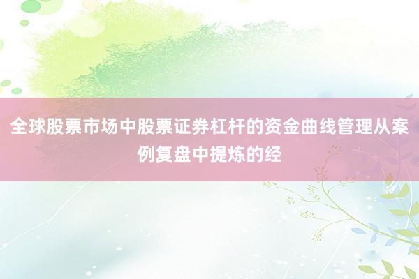 全球股票市场中股票证券杠杆的资金曲线管理从案例复盘中提炼的经