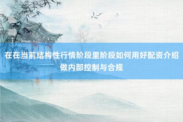 在在当前结构性行情阶段里阶段如何用好配资介绍做内部控制与合规