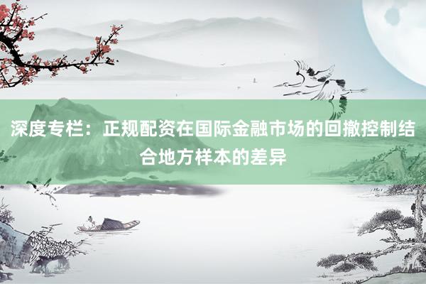 深度专栏：正规配资在国际金融市场的回撤控制结合地方样本的差异