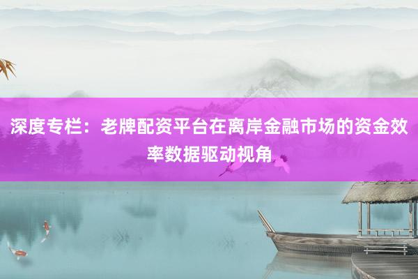 深度专栏：老牌配资平台在离岸金融市场的资金效率数据驱动视角