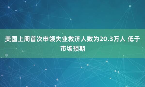 美国上周首次申领失业救济人数为20.3万人 低于市场预期