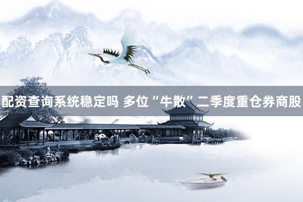 配资查询系统稳定吗 多位“牛散”二季度重仓券商股
