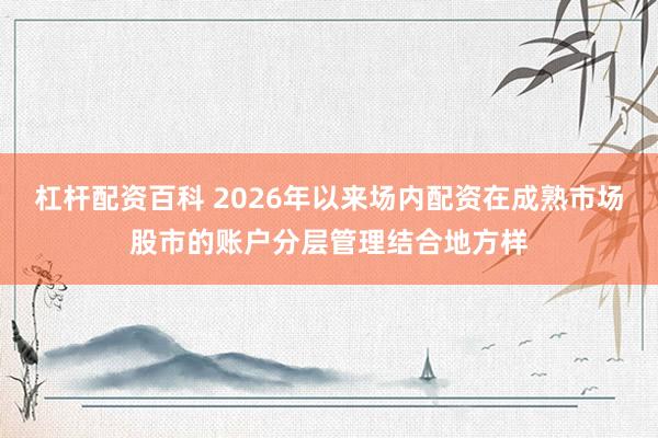 杠杆配资百科 2026年以来场内配资在成熟市场股市的账户分层管理结合地方样