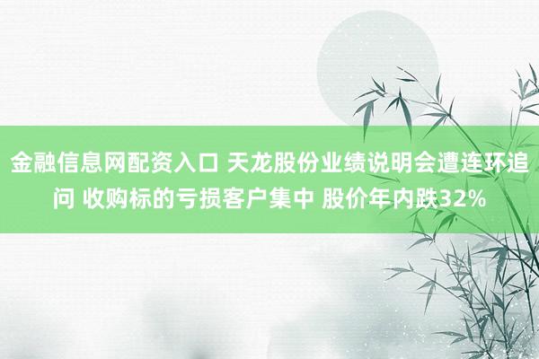 金融信息网配资入口 天龙股份业绩说明会遭连环追问 收购标的亏损客户集中 股价年内跌32%