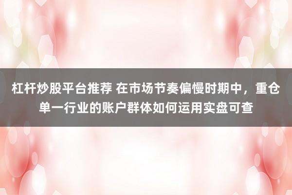 杠杆炒股平台推荐 在市场节奏偏慢时期中，重仓单一行业的账户群体如何运用实盘可查
