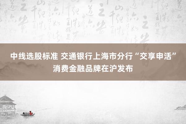中线选股标准 交通银行上海市分行“交享申活”消费金融品牌在沪发布
