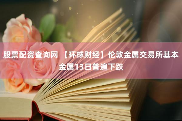 股票配资查询网 【环球财经】伦敦金属交易所基本金属13日普遍下跌