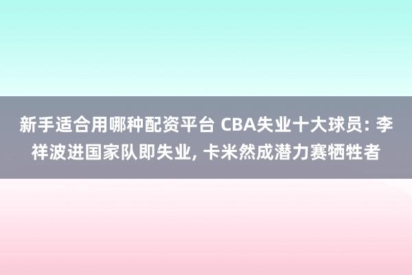新手适合用哪种配资平台 CBA失业十大球员: 李祥波进国家队即失业, 卡米然成潜力赛牺牲者